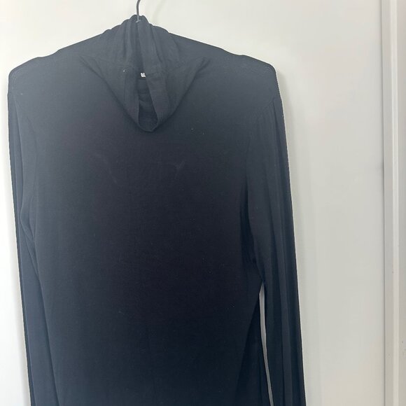 Anne Klein Black Lightweight Hooded Cardigan | Soft Knit Layering Top (Size L) - Picture 1 of 5